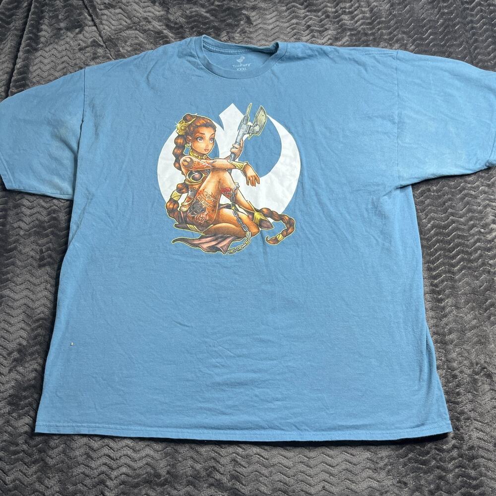 Tee Fury Shirt Star Wars Leia Size 4XL blue